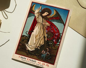 Vintage Gebetskarte St. Michael – Katholische Kunst Digitaldruck (A4) *No A.I.*