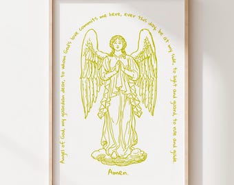 Guardian Angel Gebet Illustration, Kinderzimmer Dekor (Digitaler Download) *Keine K.I.*