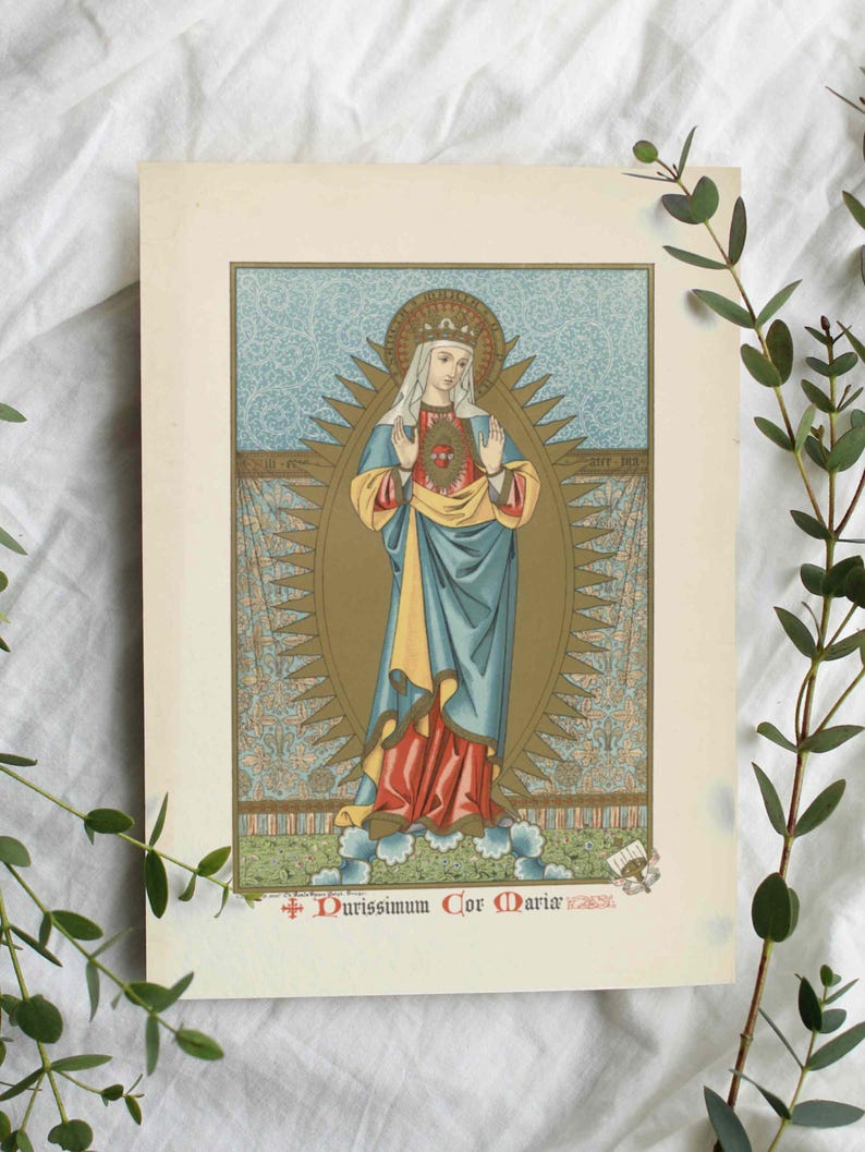 Vintage Our Lady Prayer Card Digital Print - Catholic Art (digital ...