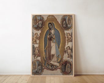 Unsere Liebe Frau von Guadalupe Vintage Kunstdruck, katholisches Wohndekor (Digital) *Keine K.I.*