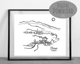 Stowe Vermont Line Art || DIGITAL DOWNLOAD || Printable