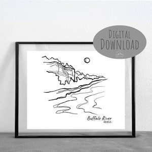 Buffalo National River, Arkansas Line Art || DIGITAL DOWNLOAD || Printable