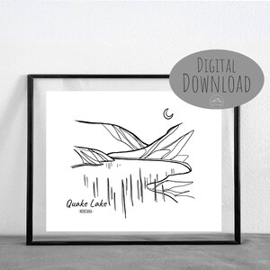Quake Lake, Montana Line Art || DIGITALER DOWNLOAD || Druckbar