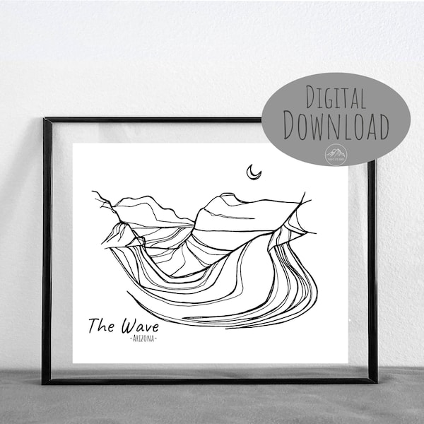 The Wave Arizona Line Art || DIGITAL DOWNLOAD || Printable