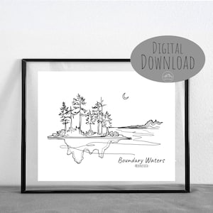 Boundary Waters, Minnesota Line Art || DIGITAL DOWNLOAD || Printable