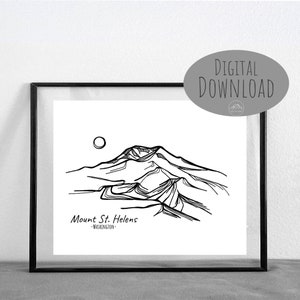 Mount St. Helens Washington Line Art || DIGITAL DOWNLOAD || Printable