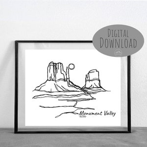 Monument Valley Arizona Desert Line Art || DIGITAL DOWNLOAD || Printable