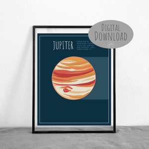 Planet Jupiter Outer Space Digital Art Poster|| DIGITAL DOWNLOAD || Printable