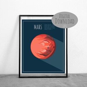 Planet Mars Outer Space Digital Art Poster|| DIGITAL DOWNLOAD || Printable