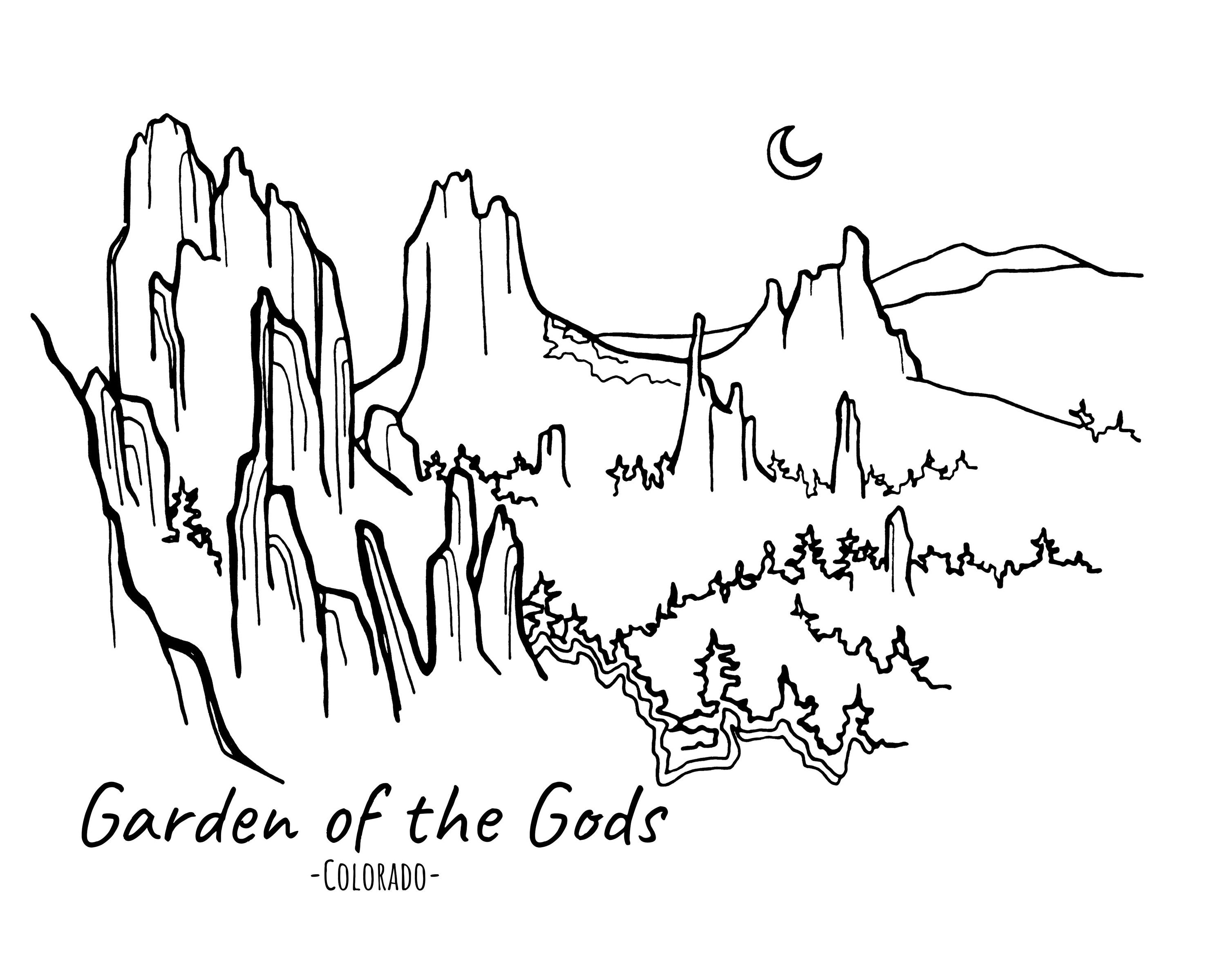 Garden of the Gods Colorado Line Art DIGITAL DOWNLOAD Printable - Etsy