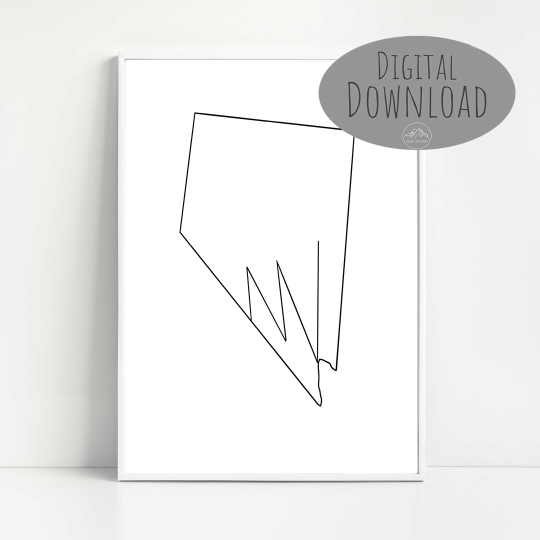 Nevada State Map Minimalistic Line Wall Art Coloring Page USA ...