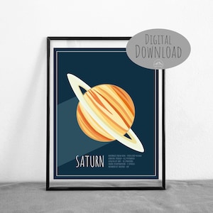 Planet Saturn Outer Space Digital Art Poster|| DIGITAL DOWNLOAD || Printable
