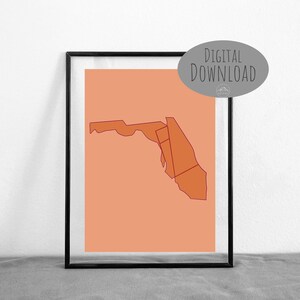 Florida State Map Minimalistic Colorful Wall Art  USA || DIGITAL DOWNLOAD || Printable