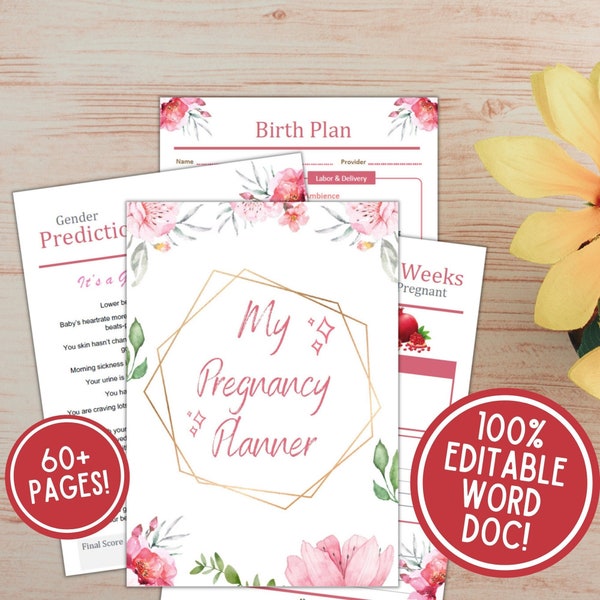 Pregnancy Planner Printable | Pregnancy Journal Printable | Pregnancy Organizer | Checklists | Pregnancy Journal Template | Digital PDF Word