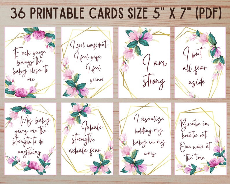 36 Printable Birth Affirmation Cards Digital Download Positive Birth ...