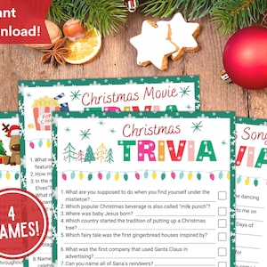 Christmas Trivia | Printable Christmas Games | Christmas Day | Fun Holiday Games | Christmas Party Games | Kids & Adults