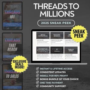 Threads To Millions natürlich Sneak Peek | TTM | Fäden Anleitungen | MRR | PLR | Passives Einkommen |  Geld verdienen durch Social Media