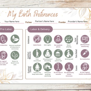 Visual Birth Plan/ Natural Birth Plan/ Birth Preference/ Birth - Etsy