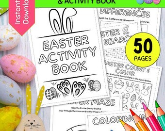 Libro de actividades de Pascua para niños / Páginas de actividades / Paquete de actividades / Paquete de juegos / Imprimible / Hojas de trabajo / Niños pequeños / Preescolar / Jardín de infantes