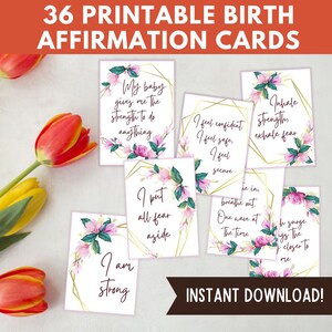 36 cartes imprimables d'affirmation de naissance | Téléchargement numérique | Cartes de naissance positives | Cartes de mantra de naissance | Accouchement hypnotique | PDF | Citations De Naissance