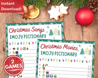 Christmas Emoji Pictionary | Printable Christmas Games | Christmas Day | Fun Holiday Games | Christmas Party Games | Kids & Adults