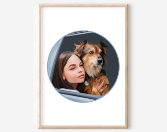 Custom portrait, Best friends Gift, portrait from photo, digital illustration. Birthday gift, drawing from photo