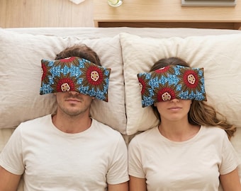 Weighted Eye Pillows: Set for Couples, Washable Heat Wrap, African Print, Home Spa