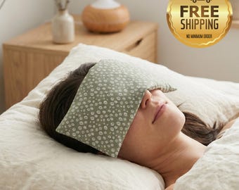 Washable Eye Pillow: Heat and  Cold, Sage Green Cover, Home Spa Accessory, 18x38cm