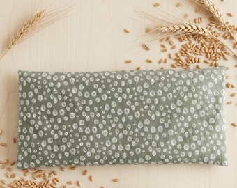 Unscented Eye Pillow:  Organic Wheat, Sage Green Fabric, 18x38cm, Summer Refresh
