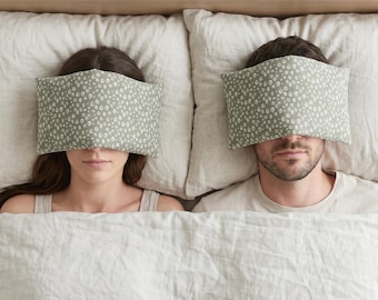 Washable Eye Pillows For Couples: Freezer Or Microwave, Sage Green Cover, Extra Large, 18x38cm