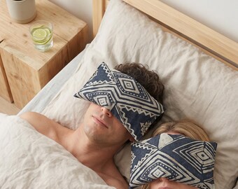 Eye Packs For Couple: Home Spa Accessory, African Print Fabric, 18x36cm