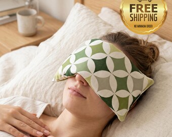 XL Weighted Lavender Eye Pillow: Home Spa Accessory, Retro Green Color, 18x36cm