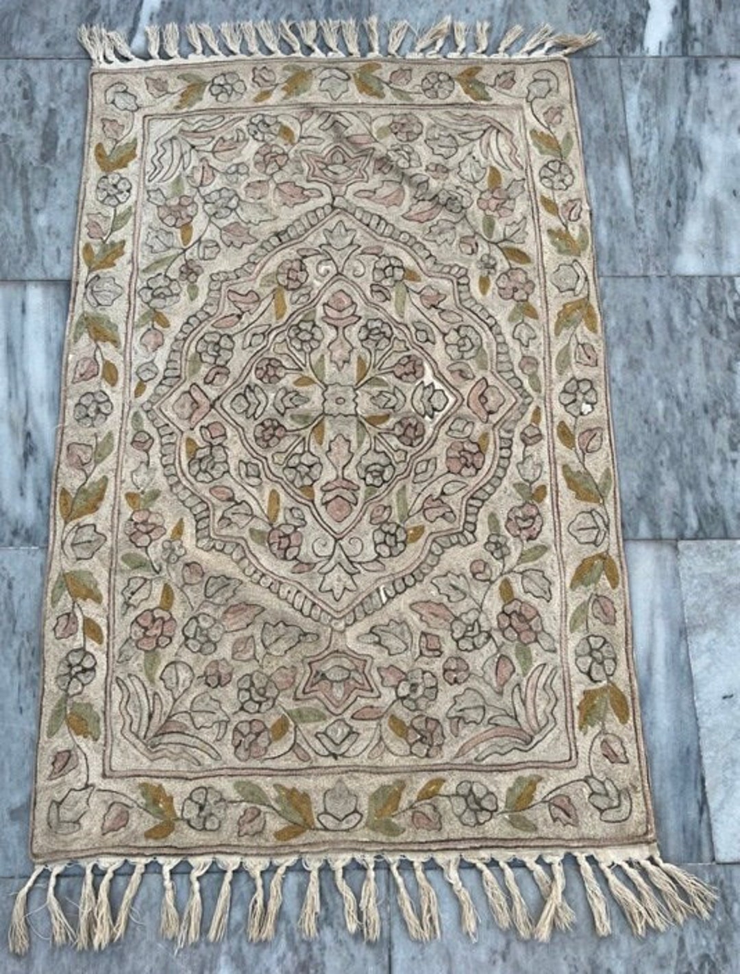 2x3 Feet,vintage French Aubusson,needlepoint Rug,chain Stitch Rug ...