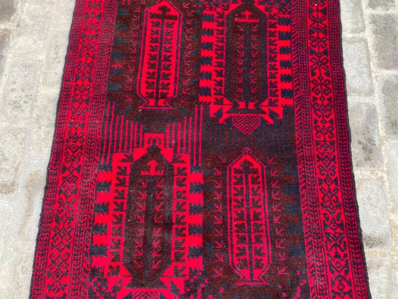 4x3 Feet,vintage Afghan Rug,turkish Rug,hand Knotted Rug,beautiful Home  Decor Rug,area Rug,132x85 Cm Free Shipping 