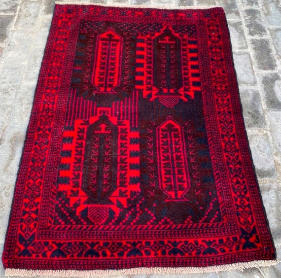 4x3 Feet,vintage Afghan Rug,turkish Rug,hand Knotted Rug,beautiful Home  Decor Rug,area Rug,132x85 Cm Free Shipping 