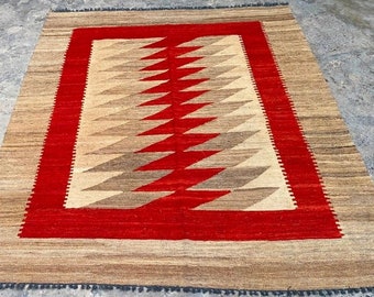 5x6 Pieds Afghan kilim,Flat weave kilim,Kilim tissé à la main,Tapis kilim area,Tapis kilim en laine,Décoration intérieure,195x162 cm Livraison gratuite