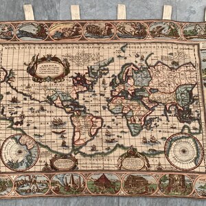 120 x 90 cm, tapisserie française, tapisserie vintage, superbe tapisserie, tapisserie carte, tapisserie décoration intérieure/suspension murale, 120 x 85 cm