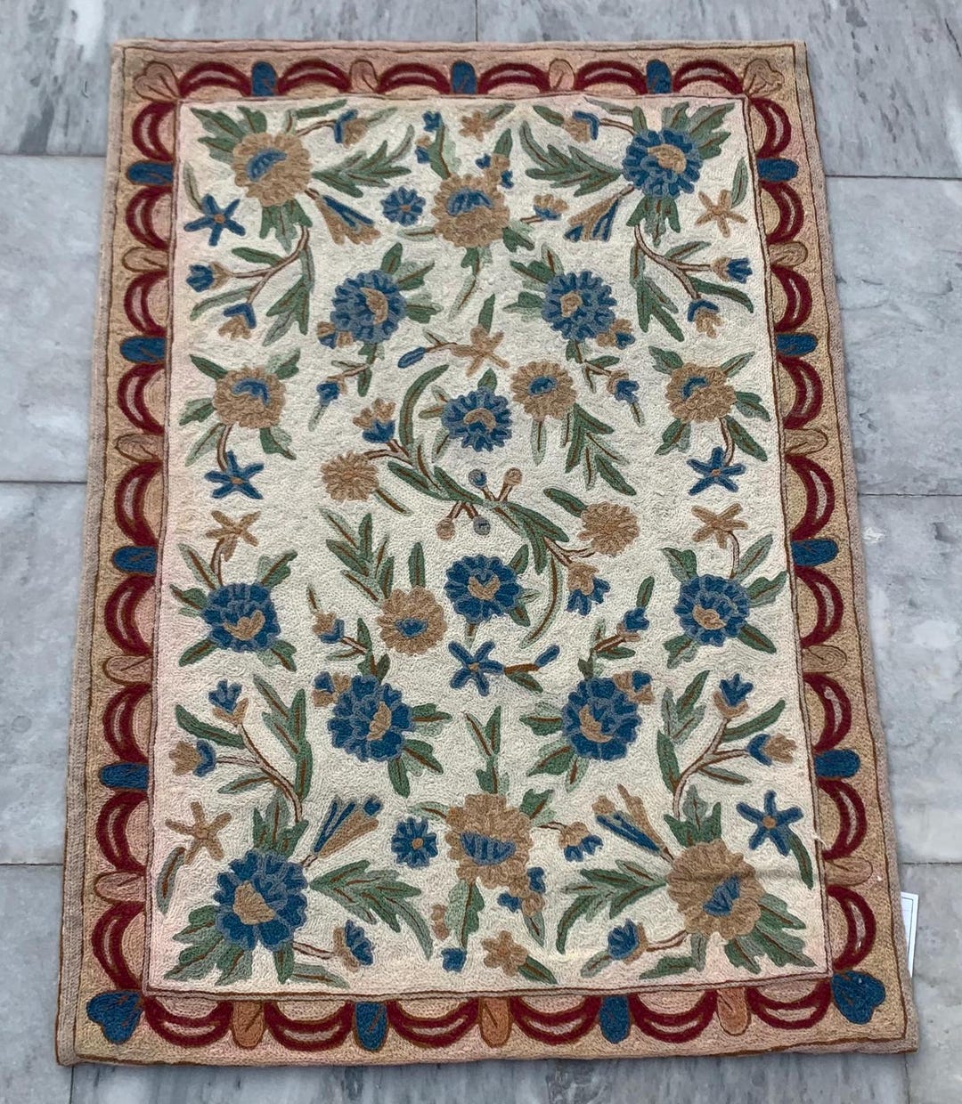 2x3 Ft,vintage Aubusson,french Style Needlepoint Rug,handmade Rug,area ...