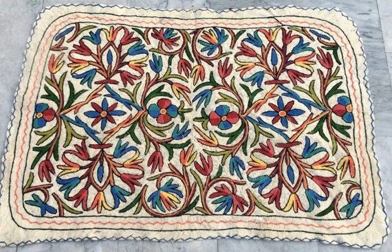 Buy 3x4 Ft Vintage Hand Embroidered Rug,soft Rug,woolen Rug 