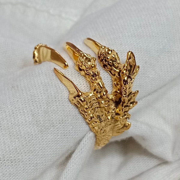 Gold Dragon Claw Ring, Gold Claw Ring, Gold Dragon Wrap Ring, Open Ring, Gothic Dragon Jewelry, Punk Adjustable Gift Ring, Bikers Ring