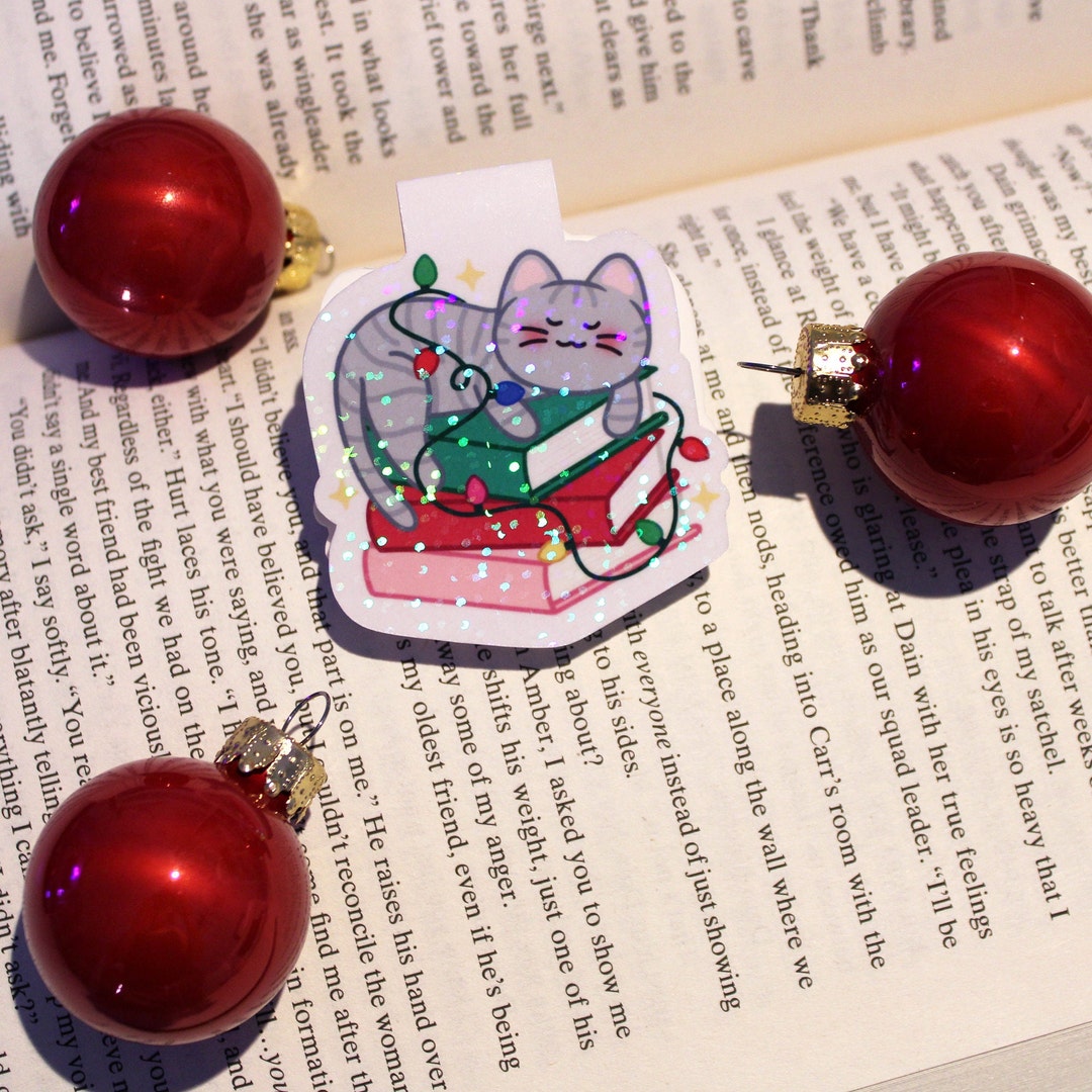 Christmas Cat & Books Bookmark Cat Bookmark Etsy UK
