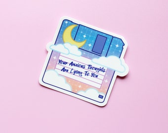 Floppy Disk Moon Sticker | 90's nostalgia mental health sticker |