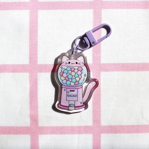 Cat Candy Machine Acrylic Charm, Cute cat keychain