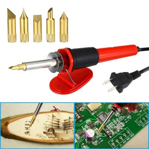 Quality 30W Wood Burning Soldering, Pyrography Set Complete with (5) Tips FREE SHIPPING. 90 DAY Warranty!