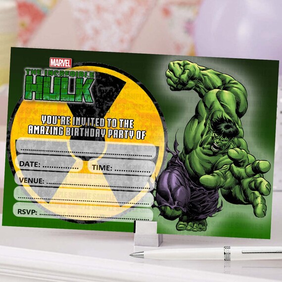 Incredible Hulk Birthday Party Invitations Kids Invites Boys Etsy
