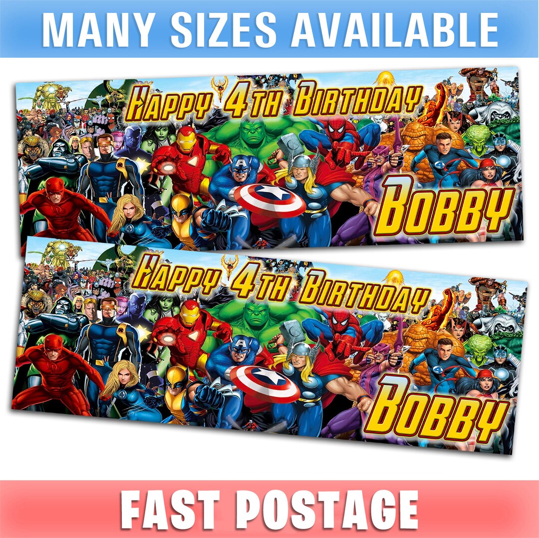 Comic Avengers Banner Party Birthday Marvel Superhero Kids - Etsy