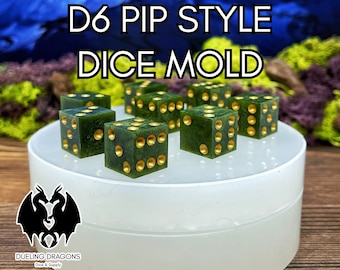 Pip Style d6/Six Sided - Custom Silicone Dice Mold for Resin Dice Making