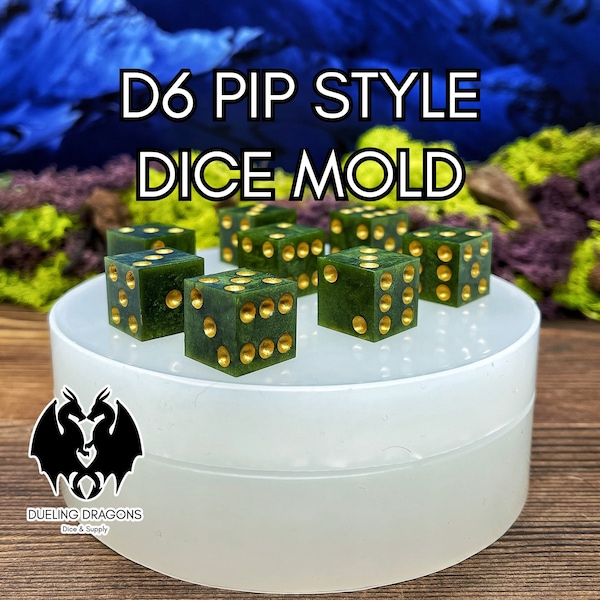 Pip Style d6/Six Sided - Custom Silicone Dice Mold for Resin Dice Making