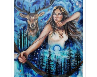 Artemis Art Prints Premium Semi-Glossy Paper Poster Griechische Göttin Mythologie Kunstwerk Fantasy Gemälde