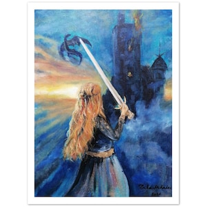 Above the Clouds Semi-Glossy Paper Poster Prints Kingdom Dragon Fantasy Art